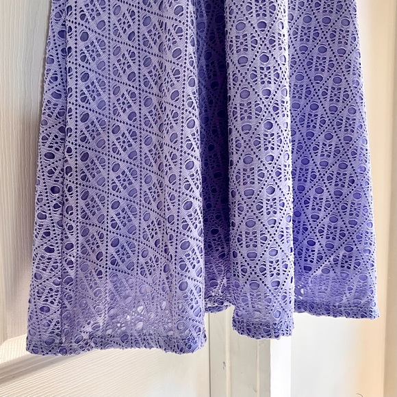 Xhilaration Periwinkle Blue Eyelet Lace A-Line Dress Cut Out Back Cap Sleeves L - Picture 3 of 6